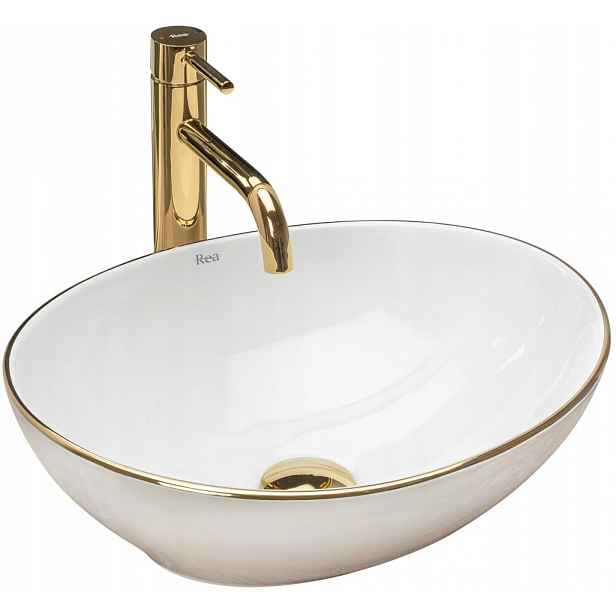 Keramické umyvadlo Sofia Gold Edge zlaté (REA-U3287) /po/