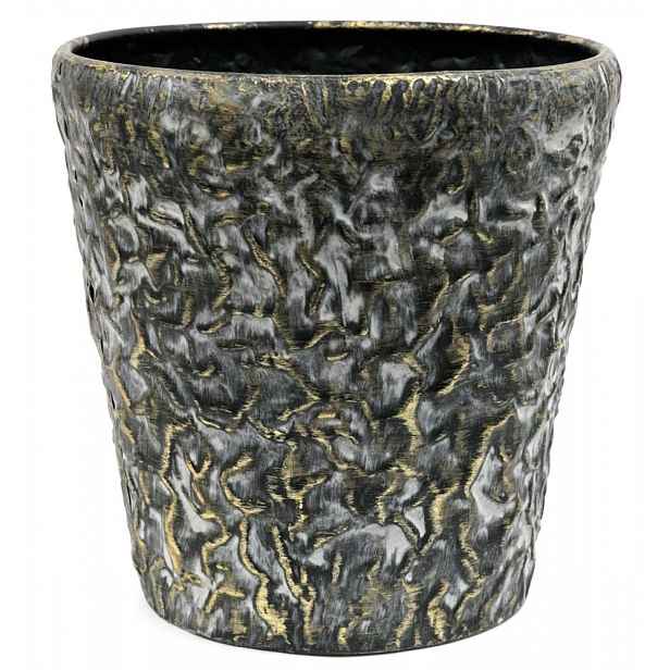 Květináč Obal Na Květináč Kovový Zlatý Černý 32x32 cm Loft Retro Glamour 30 35
