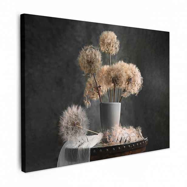 MuchoWow OBRAZ NA PLÁTNĚ Semena květin - Pampeliška - Váza - Zátiší - Kytice 80x60 cm