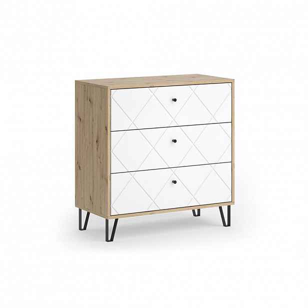 Vicco KREDENC Nizza Řemeslný dub 80.2 x 82.6 cm se 3 zásuvkami