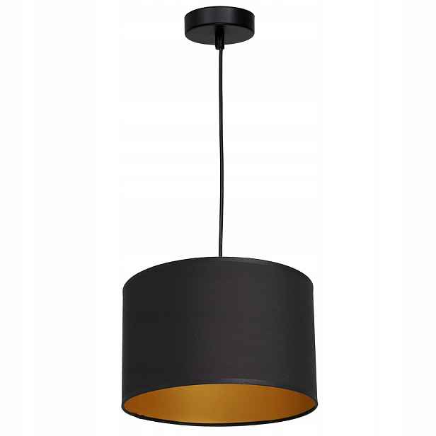 Závěsná lampa černé látkové stínidlo, zlatý interiér Ø25 Arden E27 Luminex