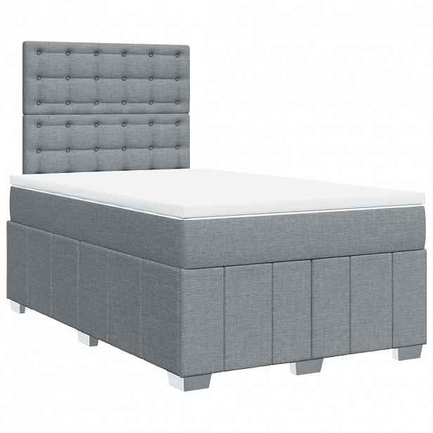 vidaXL Box spring postel s matrací světle šedá 120x190 cm textil