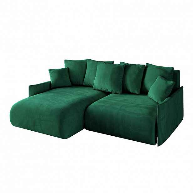ALTDECOR ROHOVÁ SEDACÍ SOUPRAVA s otomanem vlevo ONESK-L -v1 216x177x72 tmavě zelený velur