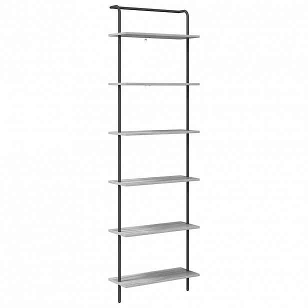 vidaXL Knihovna 6 úrovní 60 x 24 x 203 cm Kompozitní dřevo Šedá Sonoma