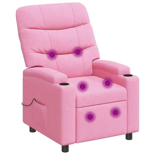 vidaXL Polohovací masážní křeslo Růžová 75 x 93 x 102 cm Textil