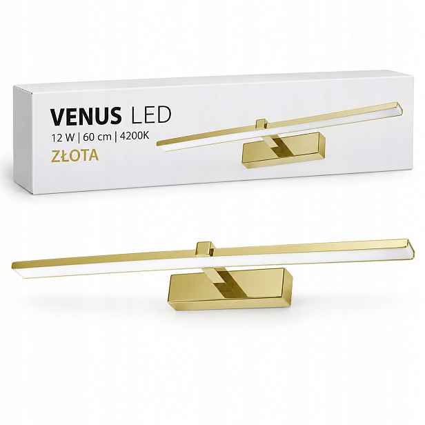 Zlaté svítidlo Venus 60 cm 12W Led do šatny 4200K IP44 840lm nástěnné