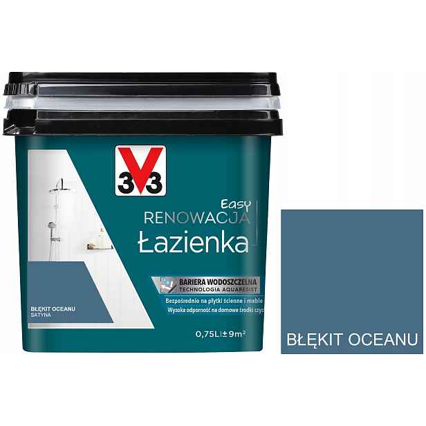 V33 Barva Renovace keramických dlaždic Světle Modrá Oceánu 750 ml