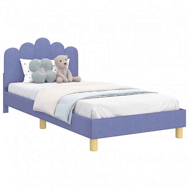 vidaXL Rám postele pro děti s čelem Modrá džínovina 90 x 190 cm Textil