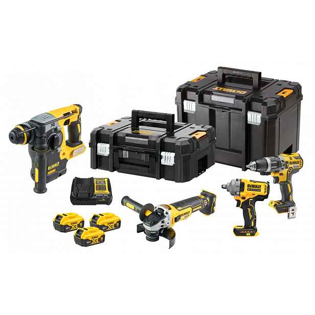 DeWALT - 10dílná sada AKU nářadí, baterií a nabíječky DCK428P3T
