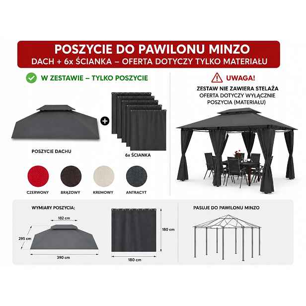 Povlak Na Pavilon Minzo 3x4 Střecha +6 Stěn Bez Rámu Swing & Harmonie