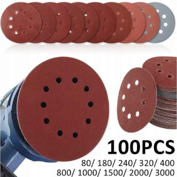 Sada 100 brusných kotoučů 125 mm (hrubost 80 – 3000)