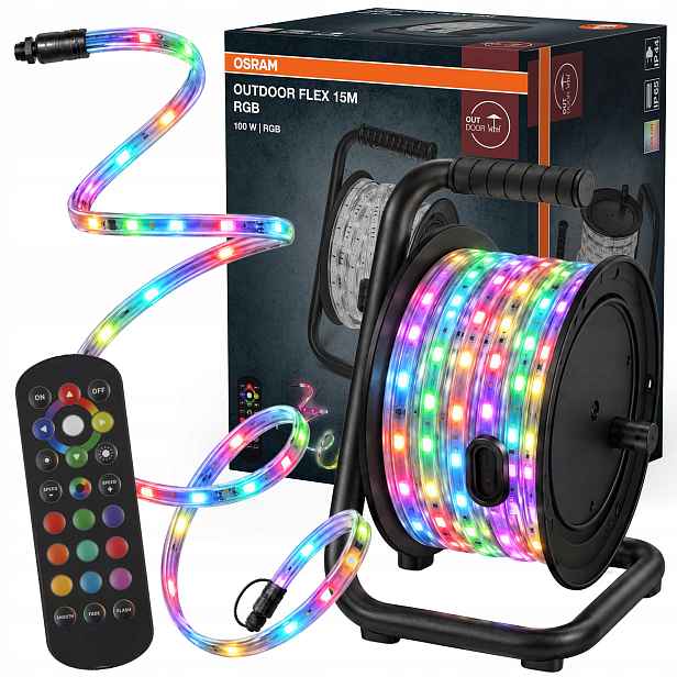 Venkovní Led pásek Vodotěsný pásek 100W Rgb IP65 15m Dálkový Ovladač Osram