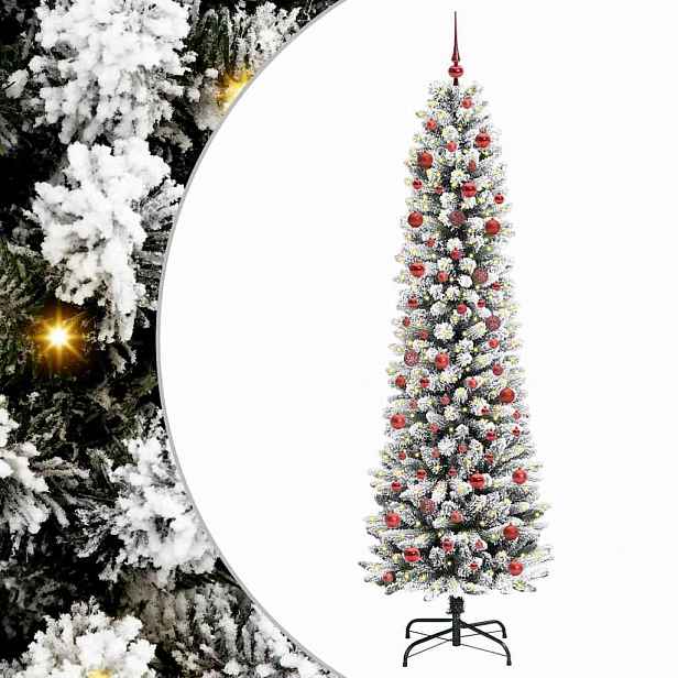 vidaXL Umělý vánoční stromeček Bílá 210 cm PVC, kov a plast