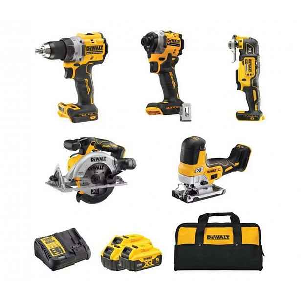 DeWALT - 10dílná sada AKU nářadí, baterií a nabíječky DCK502P3