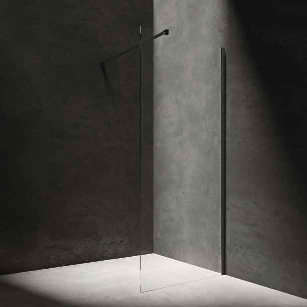 OMNIRES Marina - Sprchová stěna Walk-In, 88x202 cm, matná černá/čiré sklo DNR90XBLTR
