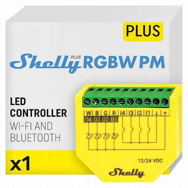 Ovladač pro Led pásky Shelly Plus Rgbw Pm WiFi Bluetooth