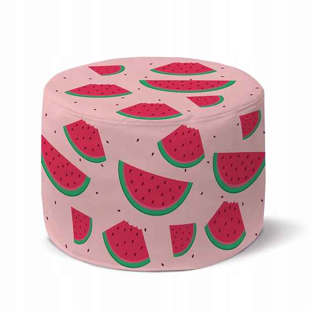 Růžová Podnožka 35x25 cm S Melouny Taburet Kulatá Taburetka Stolička Sedák