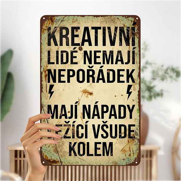 TEMU 2D Plochý, 2D Plochý 1 ks, Kreativní lidé nemají — mají nápady povalované všude kolem | Retro kovová umělecká cedule 8×12 palců, 2D Plochý