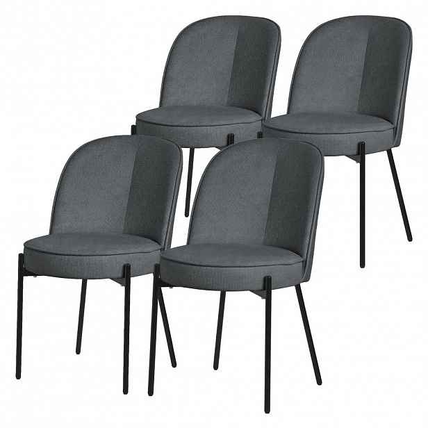 ML-DESIGN JÍDELNÍ ŽIDLE, sada 6 ks, antracitová, s látkovým potahem