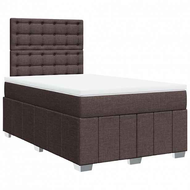 vidaXL Box spring postel s matrací tmavě hnědá 120x190 cm textil