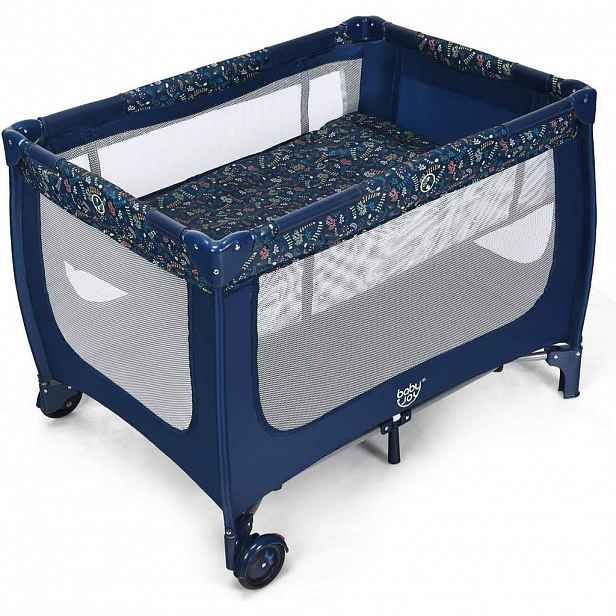 COSTWAY BABYBETT 2 v 1 cestovní postýlka skládací modrá