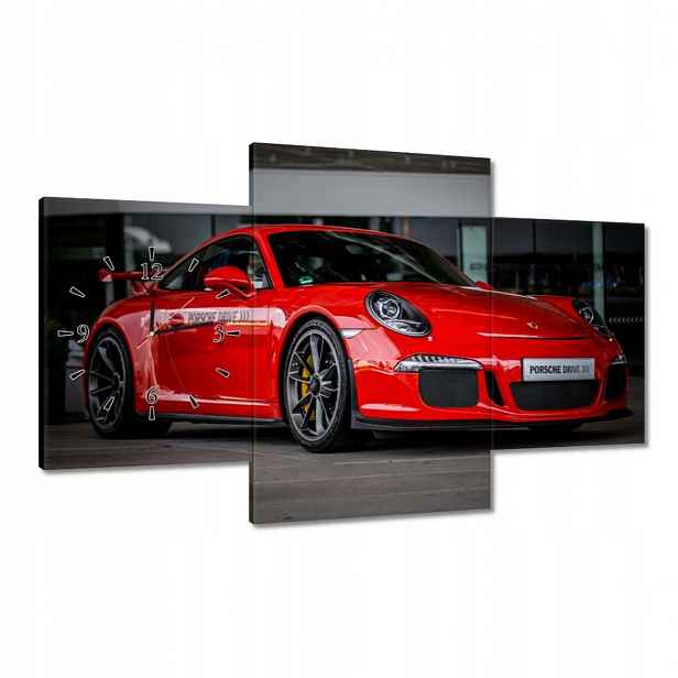 Hodiny 100x60 Červené Porsche