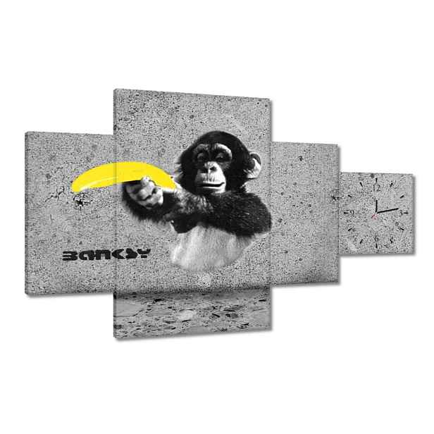 Hodiny 130x80 Banksy Banán Opice
