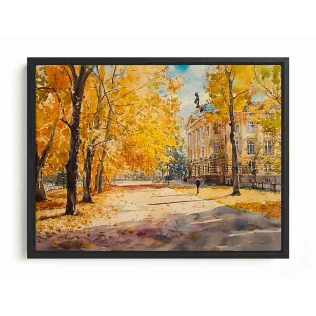 Obraz Rama American Box Město Ulice Park Podzim Stromy Procházka Výhled 80x60