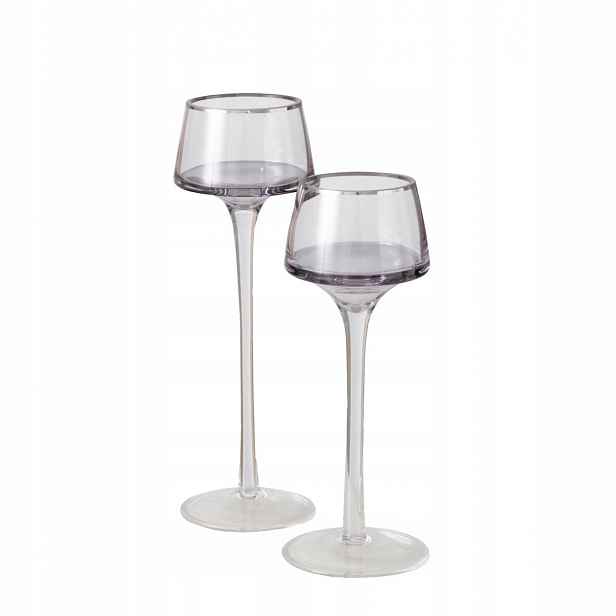 Skleněný Svícen Vysoký Na Svíčku 2 ks 20-23 cm Elegantní Set
