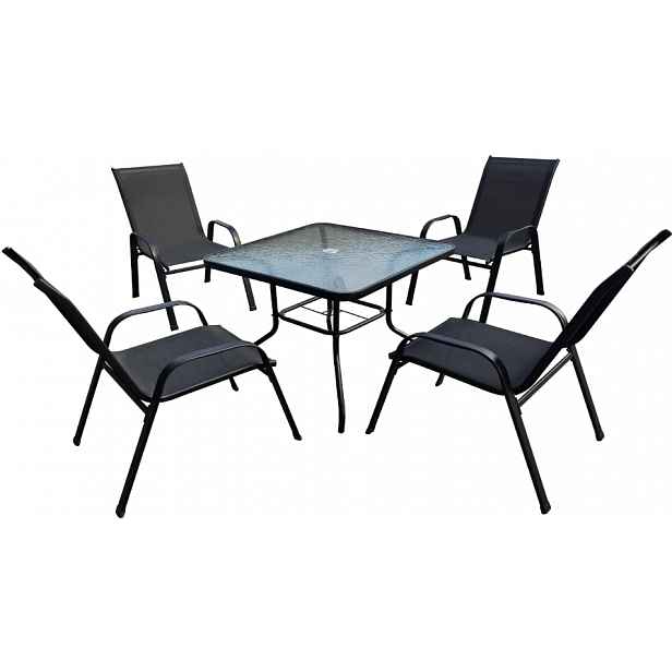 Zahradní set TAVERNO 1 + 4, stůl 80x80 cm, černý