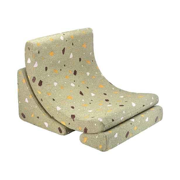 Zelené dětské křesílko z textilie bouclé/žinylkové Terrazzo Moon – Wigiwama