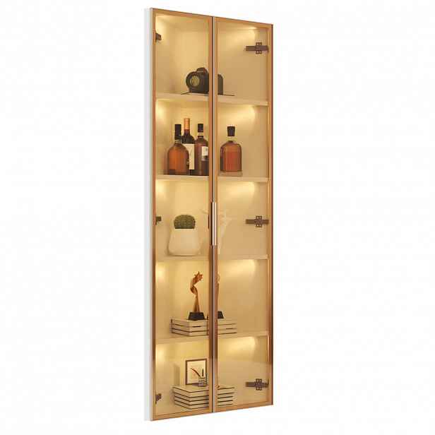 Modfu ROHOVÁ vitrína z MDF 62x35x160 cm bílá s LED osvětlením, tichým dovíráním a bezpečnostním sklem