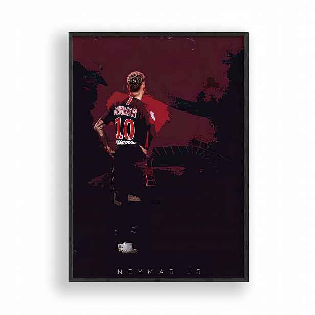 Obraz Neymar Jr Psg Plakát Rámeček Dřevěný Černý 30x42 cm