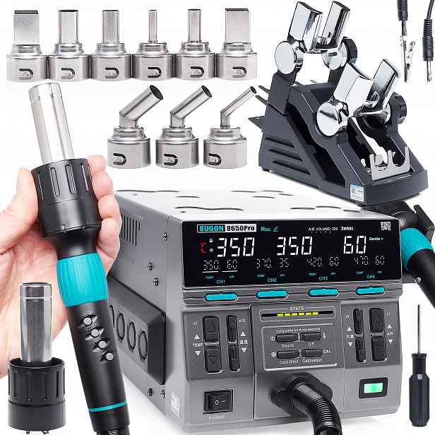Pájecí Stanice Hot Air Sugon 8650 Pro 1300W 3 Režimy Provozu 9 Trysek