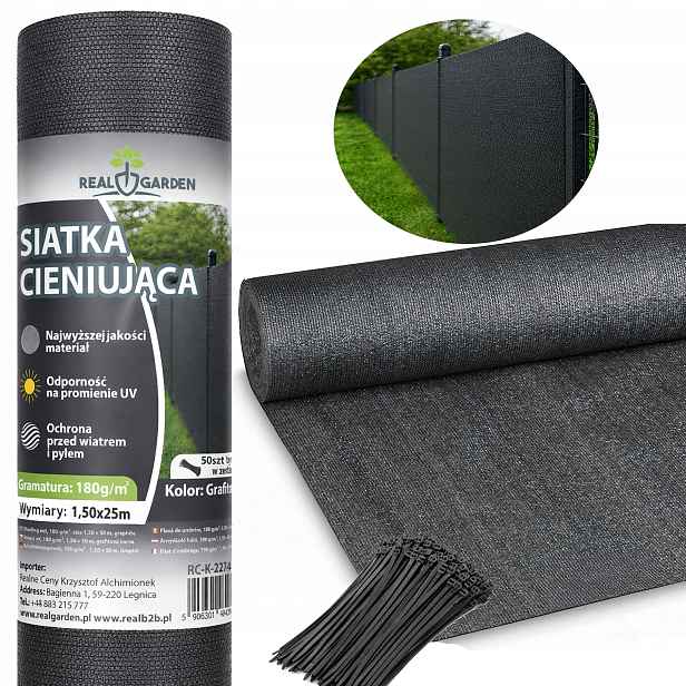 Stínící Tkanina 1,5x25m 95% 180g Maskovací Oplocení Plot Uv 50 stahovacích pásků