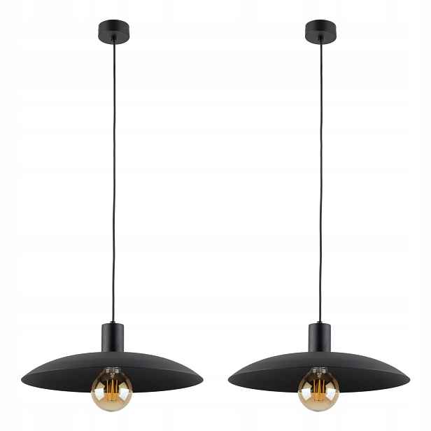 Tk Lighting Sada 2 x lustr Závěsná lampa Černá Kov Převis E27 nad