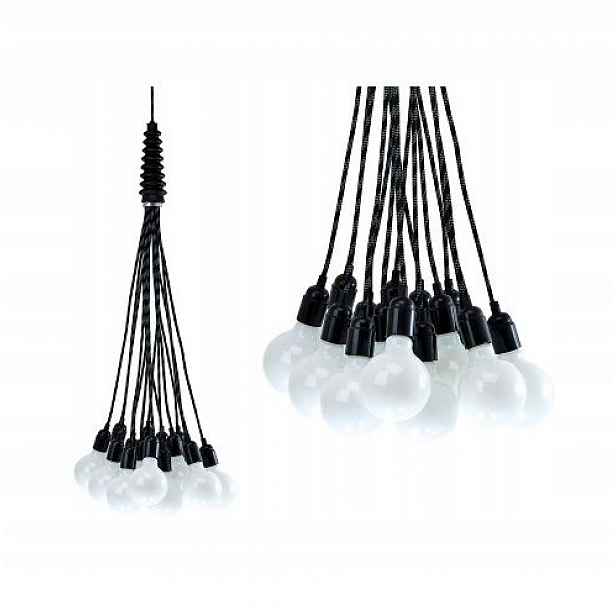 Závěsná lampa nad stůl do obývacího pokoje kancelářská černá s provazy Bundle