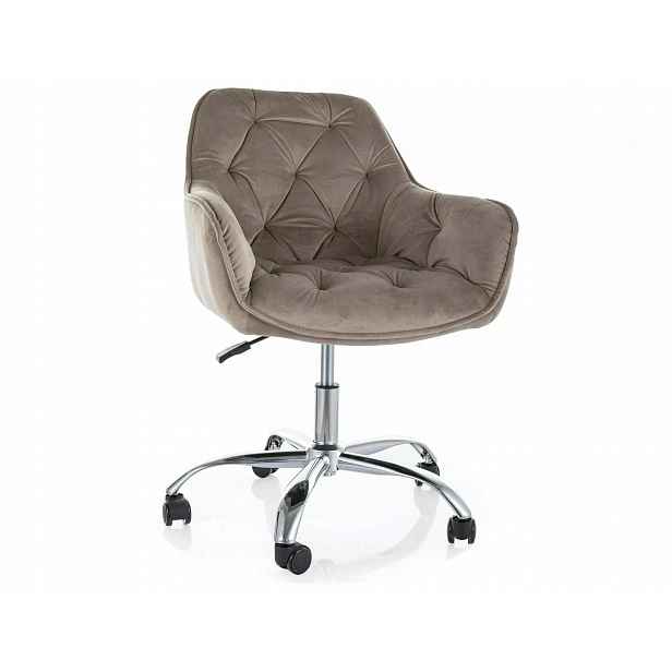 Kancelářská otočná židle Q-190 Velvet tmavě béžová Sig