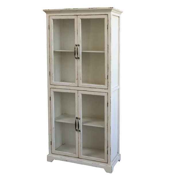 Krémová antik dřevěná skříň s policemi Charlie - 73*33*156cm Chic Antique