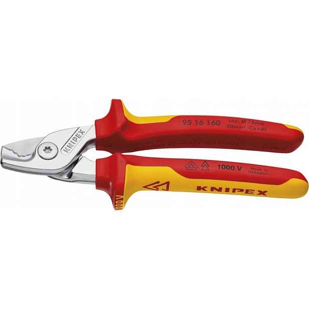Nůžky na kabely, izolované 1000 V Vde, štíhlá hlava 160 mm Knipex