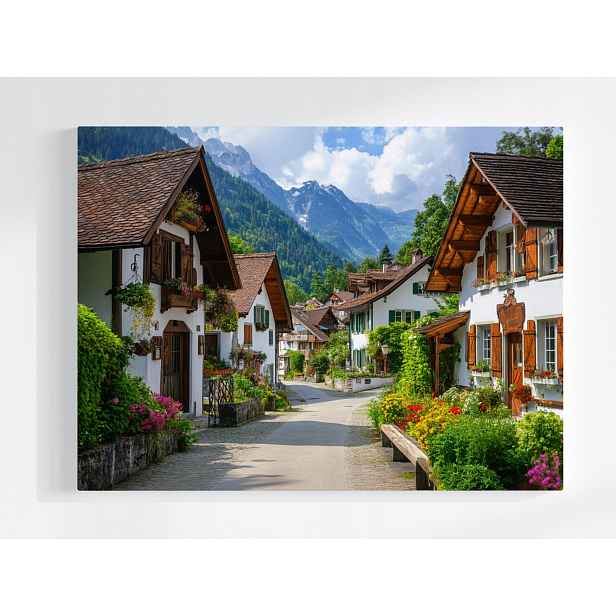 Plakát Pohled Krajina Pohlednice Alpy Městečko Hory 100x75