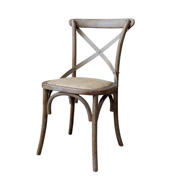 Přírodní dřevěná židle s ratanovým výpletem Old French chair - 45*40*88 cm  Chic Antique