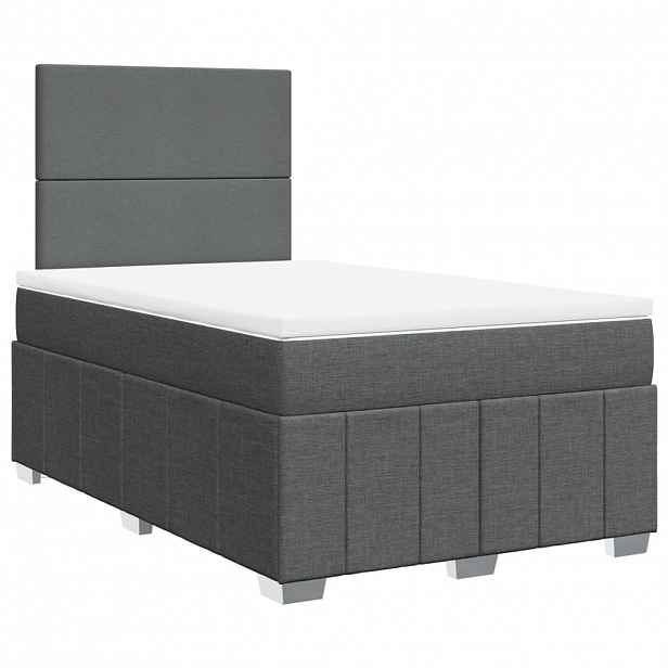 vidaXL Box spring postel s matrací tmavě šedá 120x200 cm textil