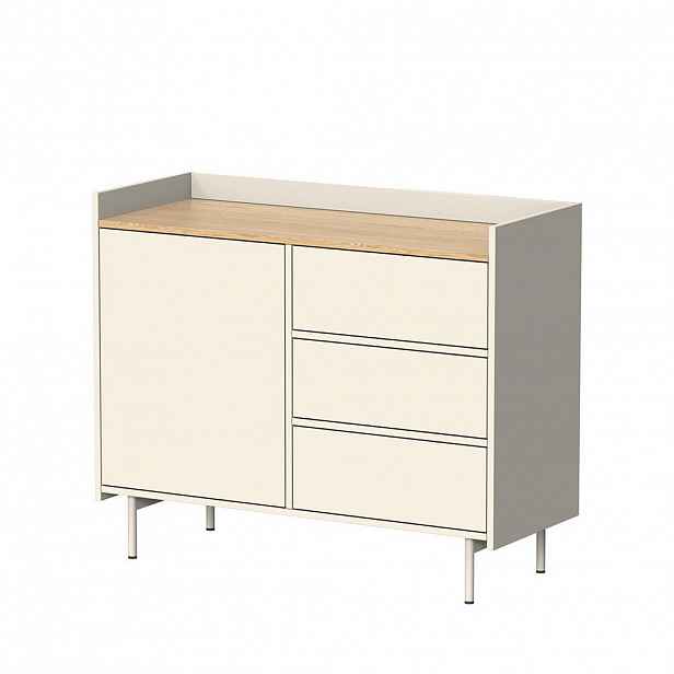 Vicco KREDENC Velina Krémová 100 x 82 cm se 3 zásuvkami a 1 dvířky