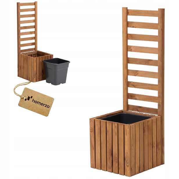 Zahradní květináč dřevěný s mřížkou pergola 112 cm, vložka 1x18 l, hnědý