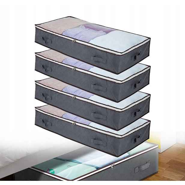 4X Taška Pod Postel Pro Ukládání Oblečení, Boxy, Organizér, Nádoby 90 L