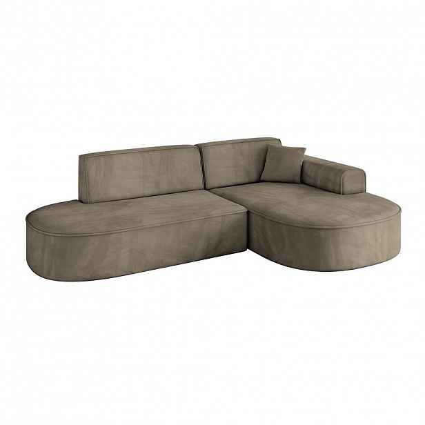 ALTDECOR ROHOVÁ SEDACÍ SOUPRAVA s otomanem vpravo MARI-L1 – 243 × 171 × 79 cm, tmavě hnědá barva veluru
