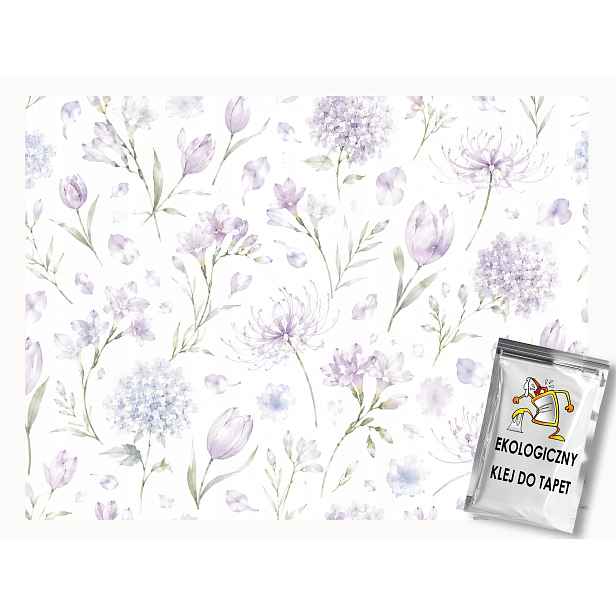 Fototapeta Flizelina Akvarel Fialové Květy Tulipány Frézie 416x290 130g