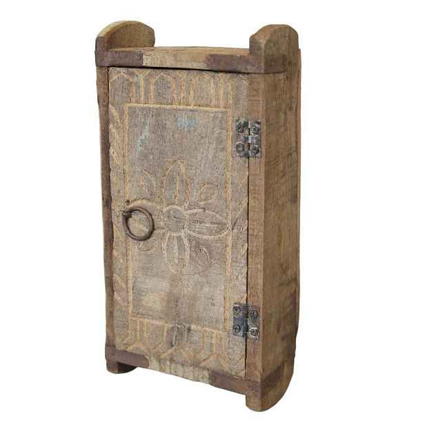 Retro nástěnná dřevěná skříňka s dvířky Grimaud Brick - 15*9*32 cm Chic Antique