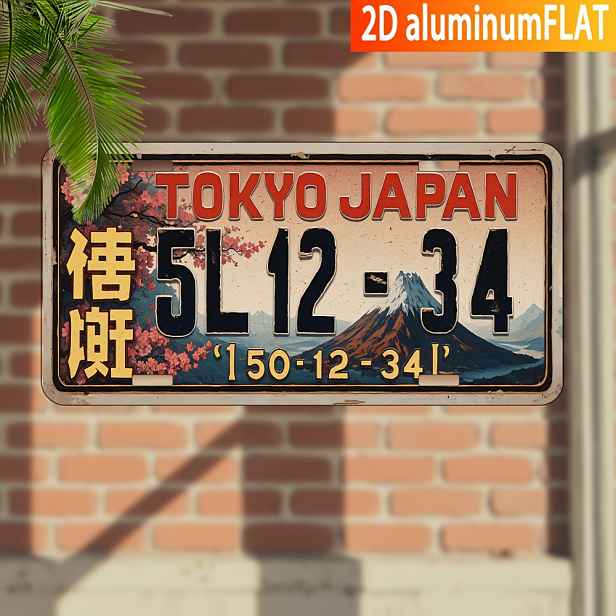 TEMU 2D plochá - Retro Japonská dřevěná cedule Logo | Třešňový květ Fuji nástěnná dekorace, pouze pro dekorativní účely